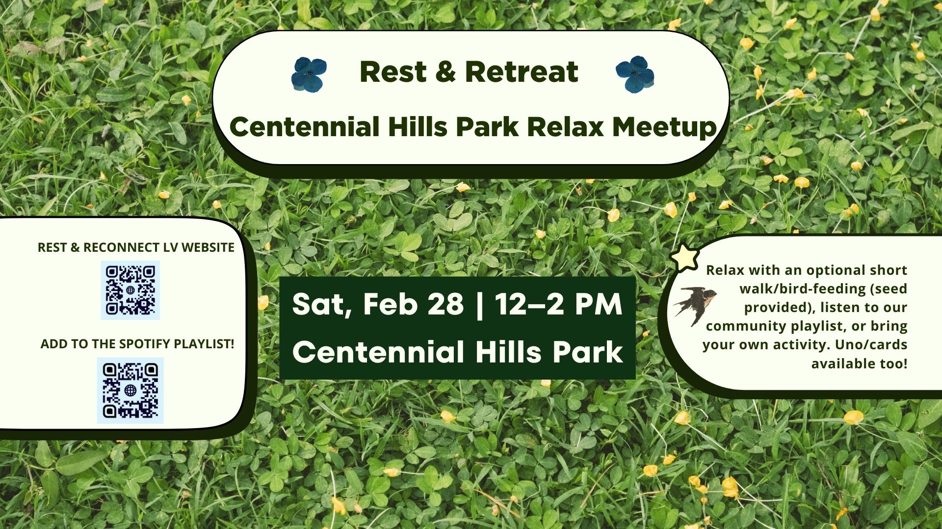 Rest & Reconnect Centennial Hills Park Relax Meetup poster
